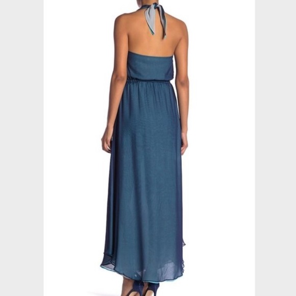 RAMY Brook Daphne Silk layered halter back Maxie dress - Picture 2 of 12